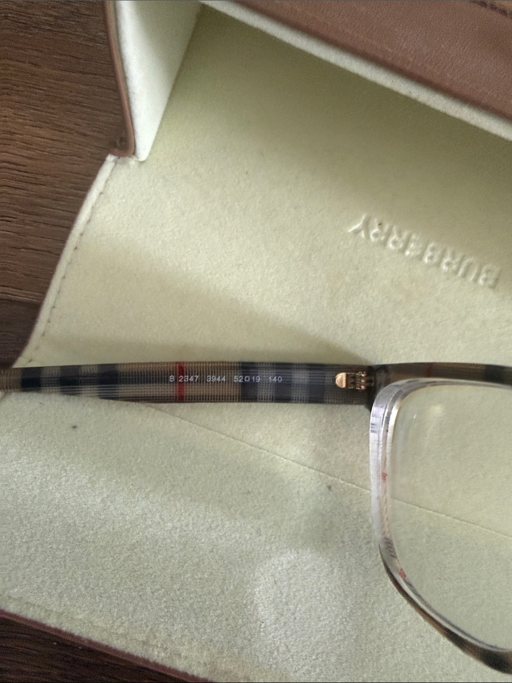 Burberry Plaid Frames in Beige and Tan - Picture 5 of 5